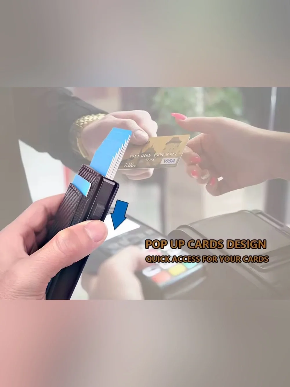 Rfid Blocking Wallet Short Bifold Slim Pop Up Aluminum Card Holder w/ ID Case